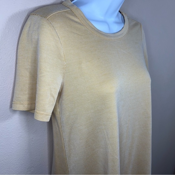 XS BCBGENERATION MUSTARD YELLOW WHITE STRIPED TUNIC TOP STRETCH - Picture 2 of 10